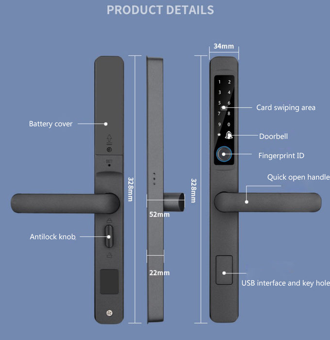 Slim Profile Smart Lock (Aluminum Door)