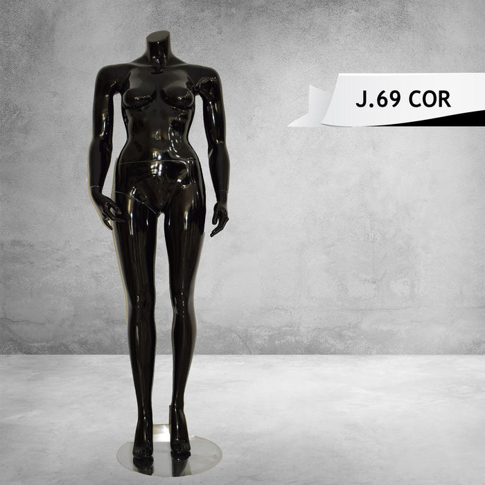 Headless Female Mannequin Glossy Black Color