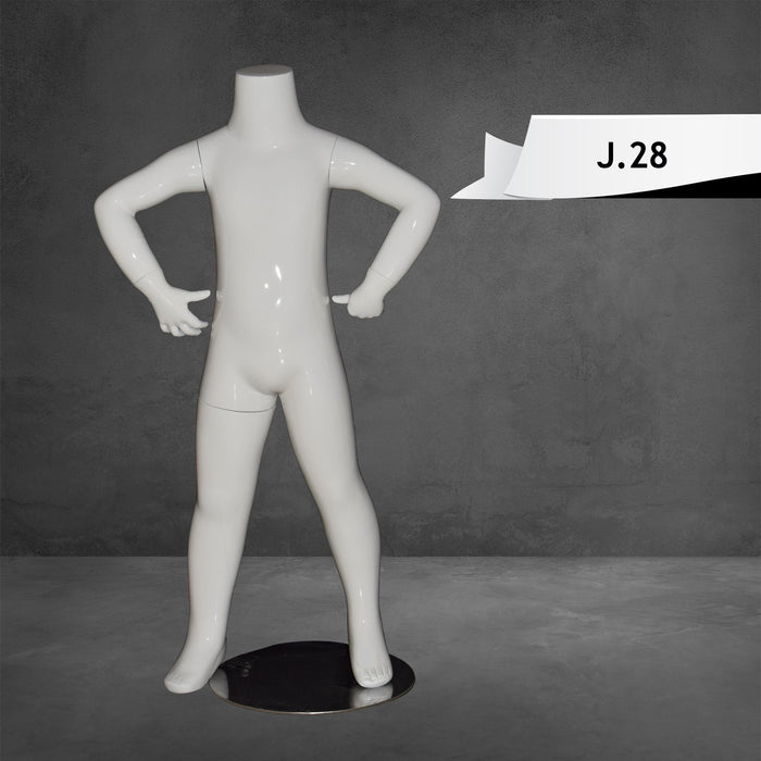 Headless Mannequin Kids Glossy White Color