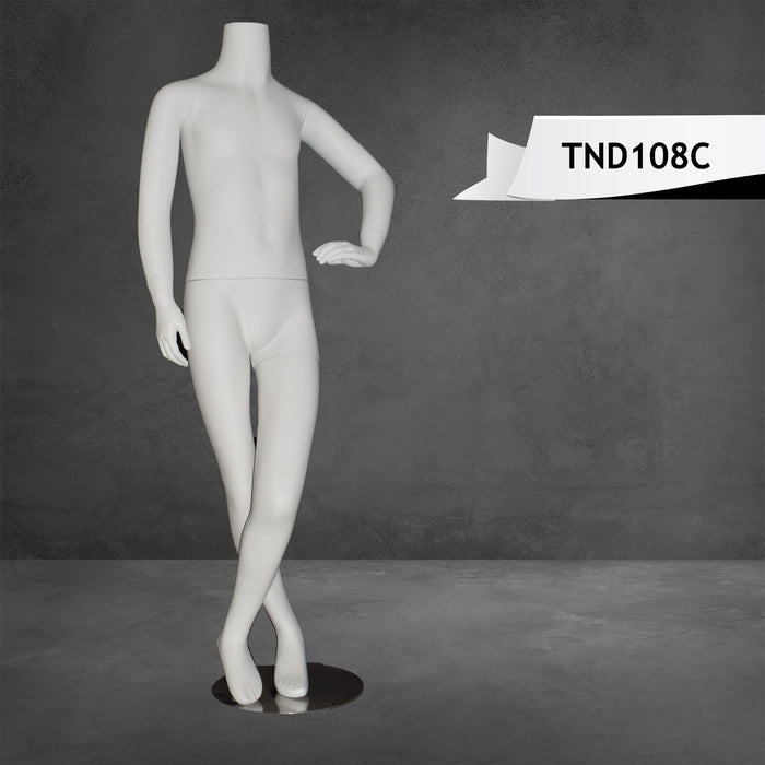 Headless Mannequin Kids Matte White Color