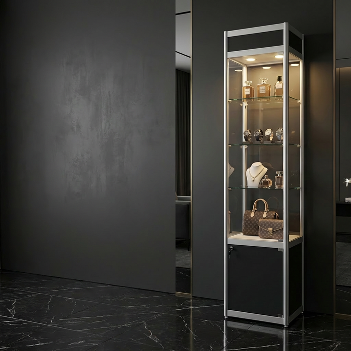 Silver & Black Display Cabinet Tall