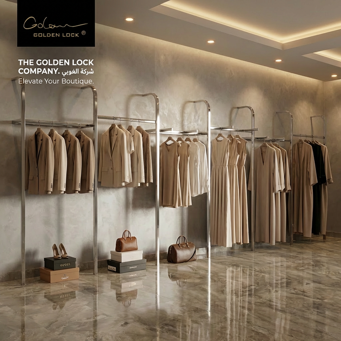 Luxury Chrome Wall-Mounted Clothing Display Rail