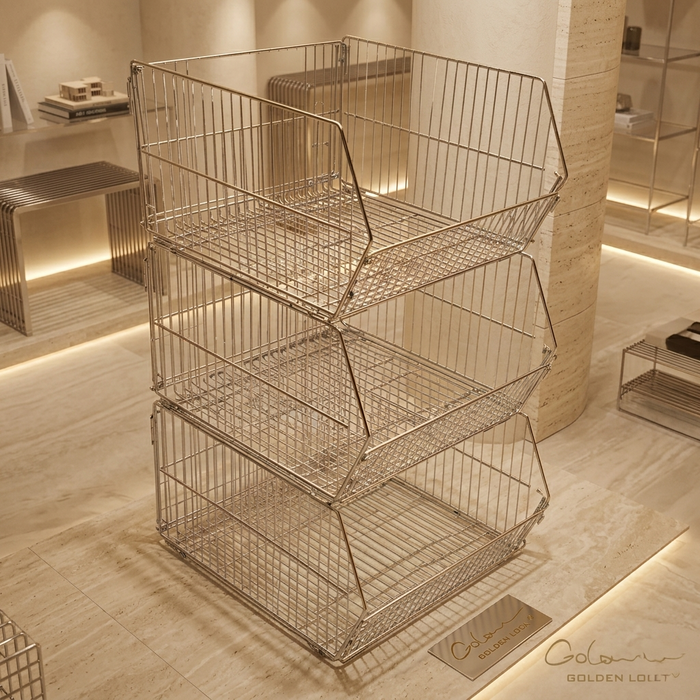 Stackable Chrome Wire Display Baskets