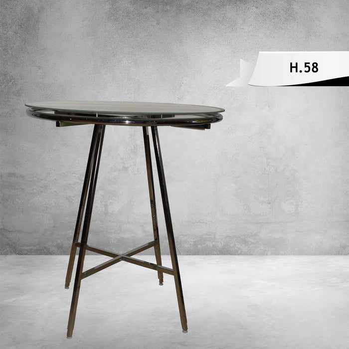 Round Retail Display Table – Chrome Glass Top