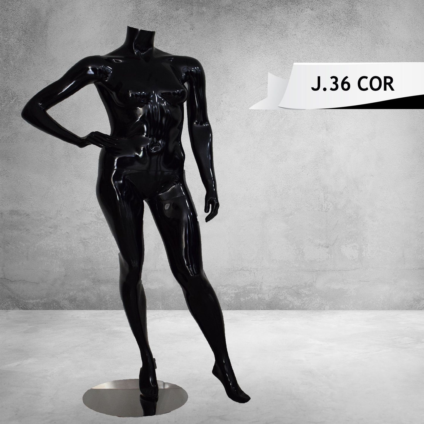 Headless Female Mannequin Glossy Black