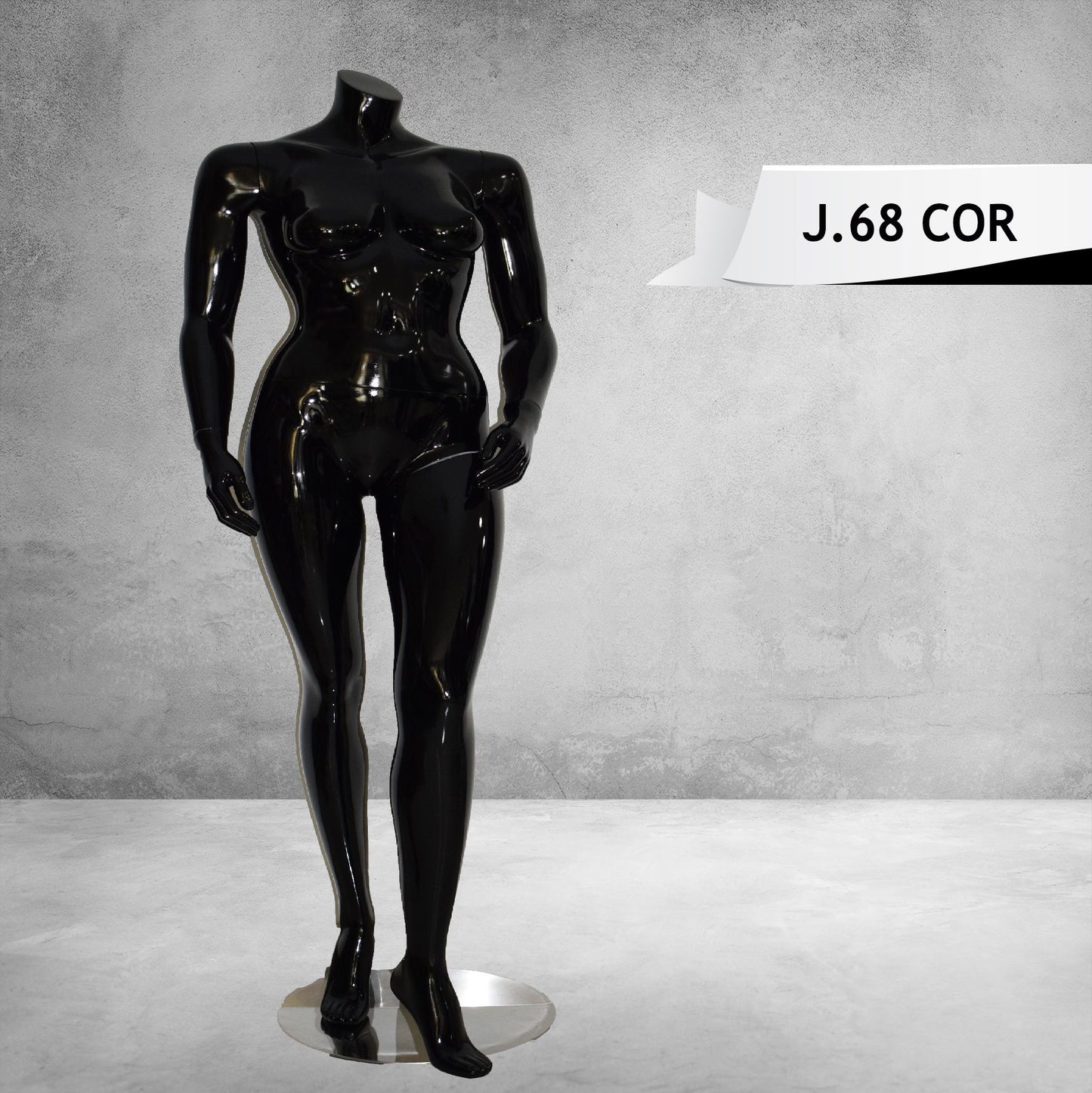 Headless Female Mannequin Glossy Black Color