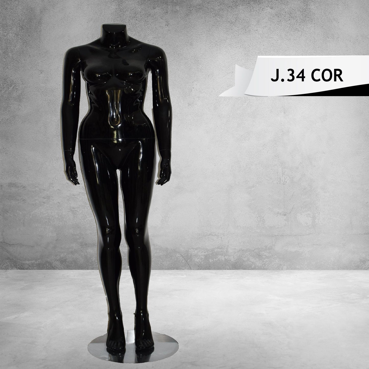 Headless Female Mannequin Glossy Black Color