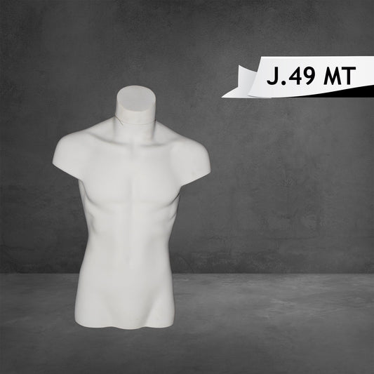 Half Body Male Mannequin Matte White Color