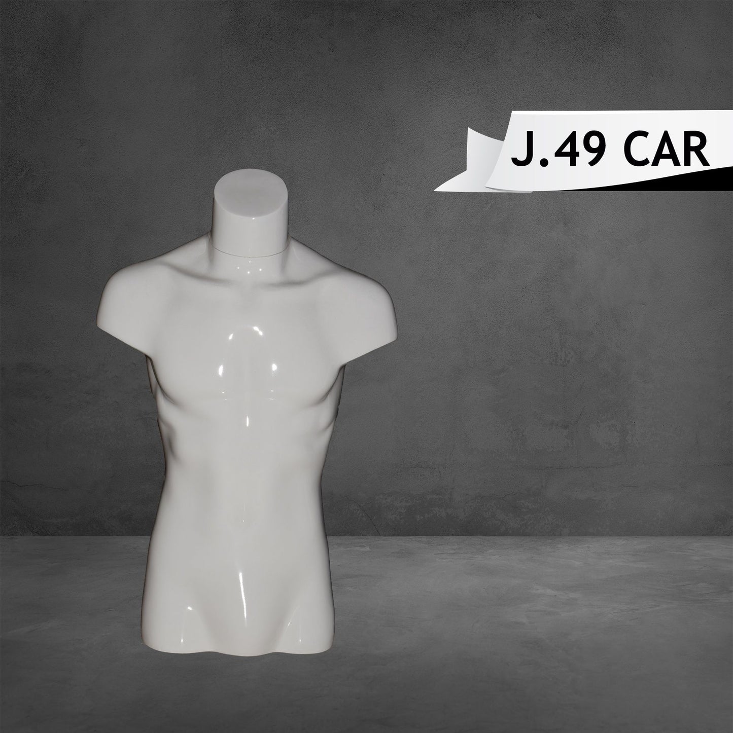 Half Body Male Mannequin Glossy White Color