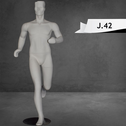 Running Male Mannequin Matte White Color