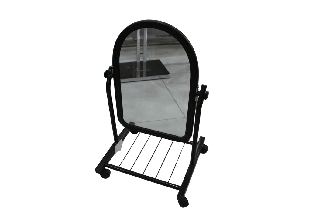 Floor Standing Mirror with Storage Shelf – Black