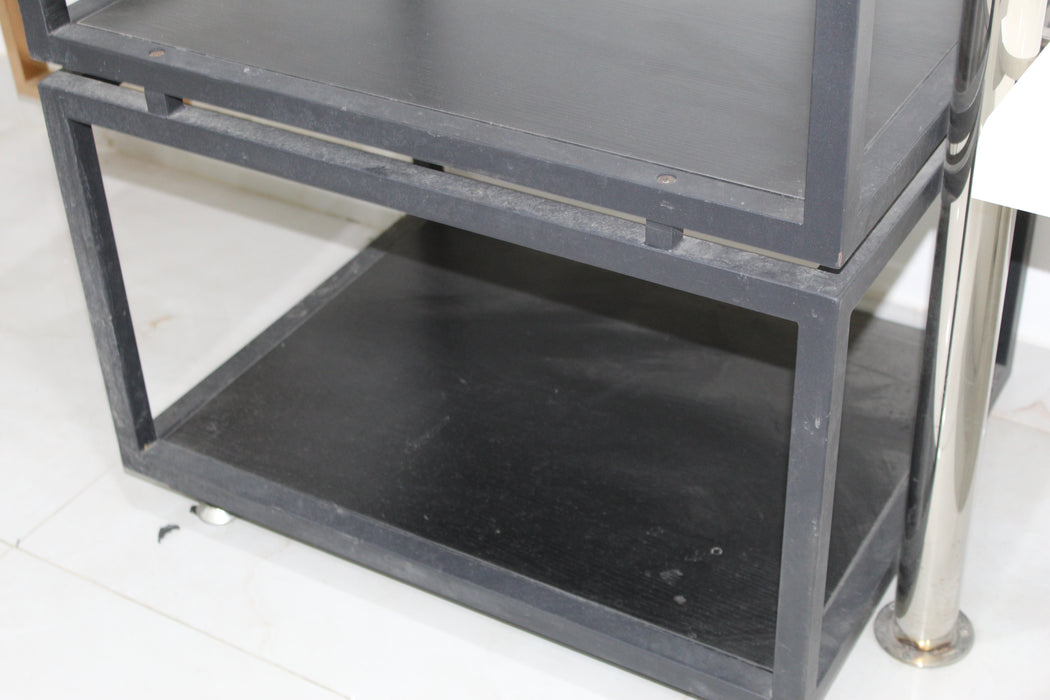 Modern Black Clothing Display Rack with Shelves – Retail Garment Stand