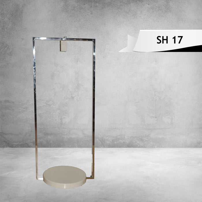 Chrome Clothing Display Stand – Boutique Garment Rack with Round Base