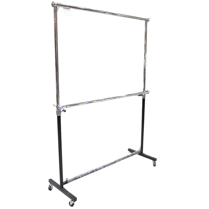 Double Bar Adjustable Chrome Clothes Stand